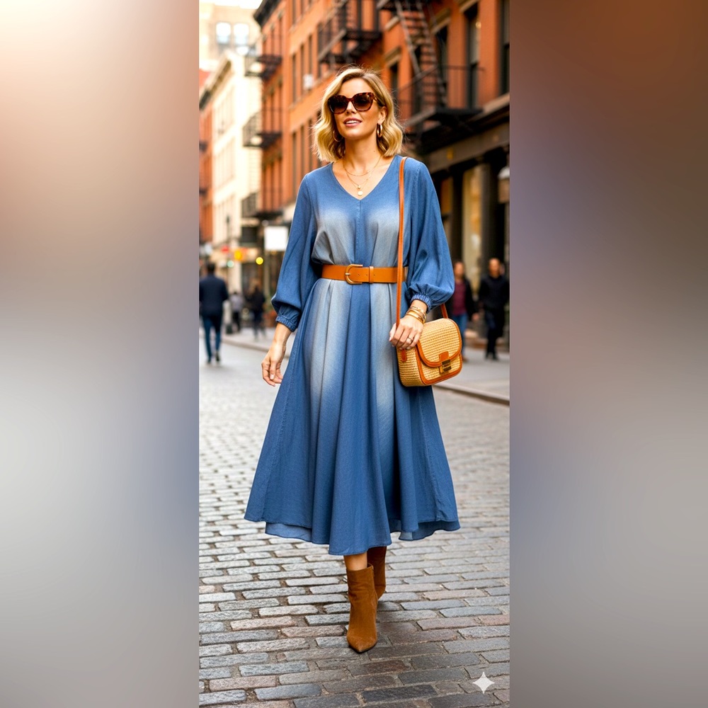 Denim long dress. Same as pic . Feel free to ask anything